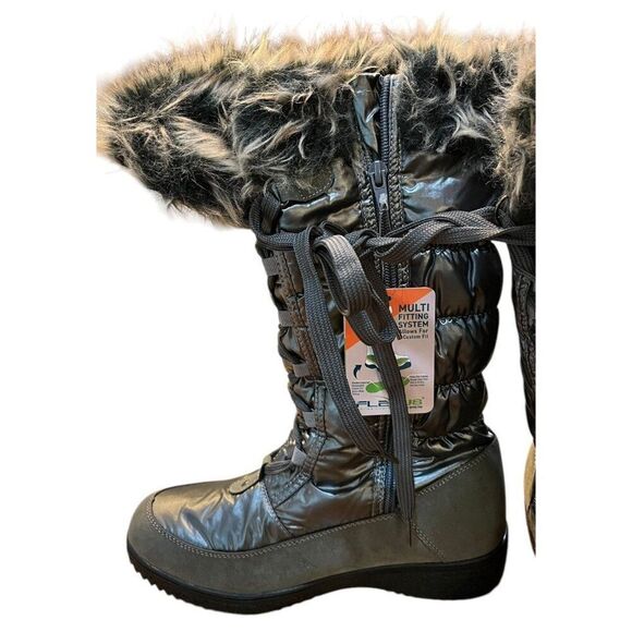 Ladies Size 7.5 Flexus by Spring Step Fur Lined Silver Boots Rain Snow Calf NWT - Picture 6 of 9